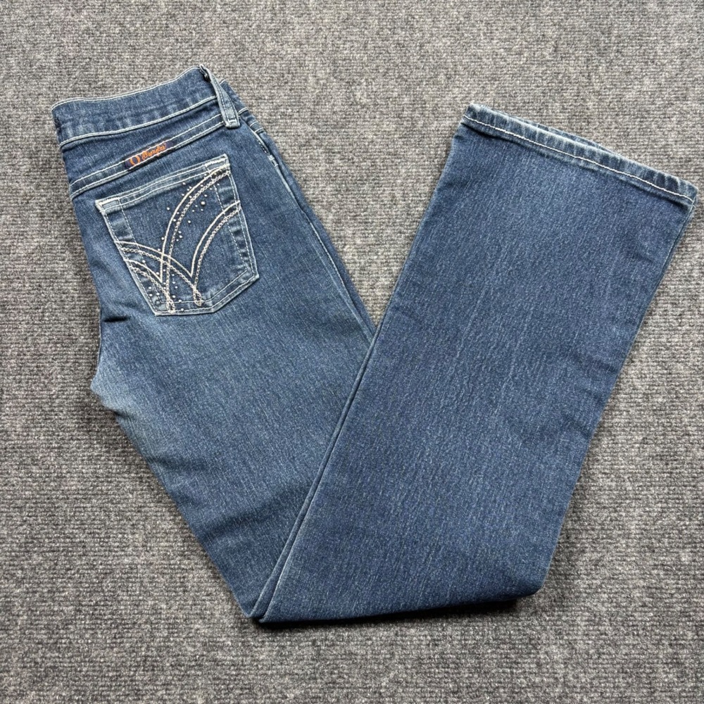 Wrangler Q-Baby Jeans Women 10 Blue Bootcut Embellished Mid Rise